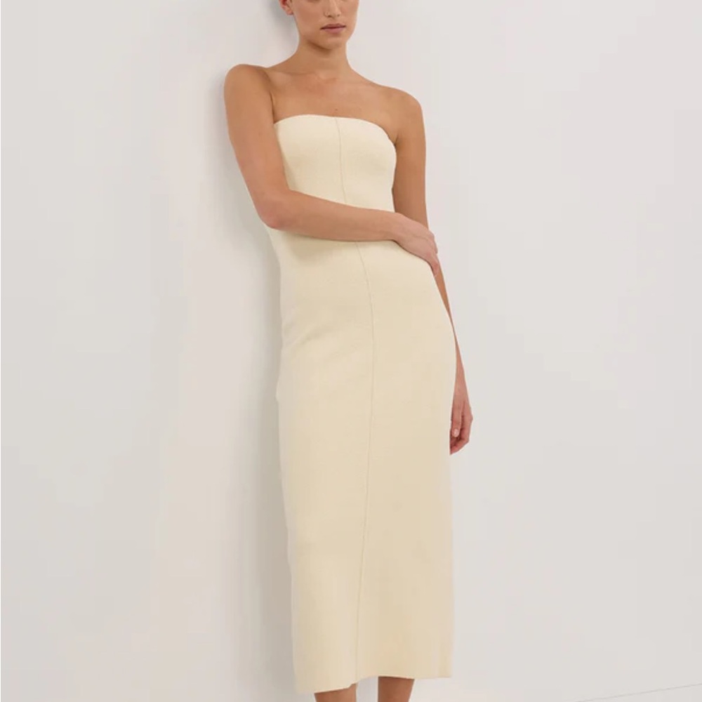 DISSH OWEN CREAM CREPE BANDEAU DRESS